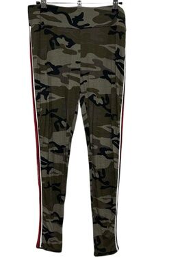 Select Size 12 Camo Print Leggings with Side Stripe  Olive Green